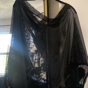 Black wide neck net top